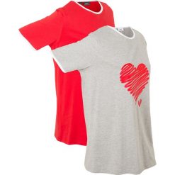 Długi shirt sportowy (2 szt.), krótki rękaw bonprix jasnoszary melanż - truskawkowy. Koszulki damskie bonprix. Za 59,98 zł.