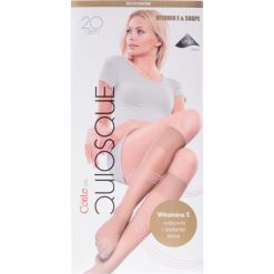 Podkolanówki: Bezuciskowe jasnobeżowe podkolanówki QUIOSQUE