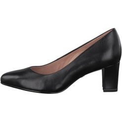 Tamaris Czółenka Damskie Laurentine 38 Czarny. Czarne czółenka peep toe marki Tamaris, ze skóry, na wysokim obcasie. W wyprzedaży za 255,00 zł.