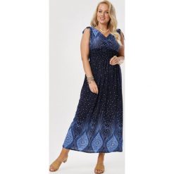 Granatowo-Niebieska Sukienka Aquavien. Niebieskie sukienki damskie Born2be, na lato, xl, bez wzorów, bez kołnierzyka, bez rękawów. W wyprzedaży za 59,99 zł.