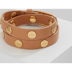 Bransoletki damskie na nogę: Tory Burch DOUBLE WRAP LOGO STUD BRACELET Bransoletka aged vachetta/shiny goldcoloured