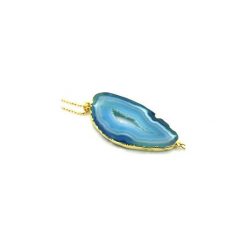 Naszyjnik Plaster Geody Agatu Błękit złoto. Niebieskie naszyjniki damskie Brazi druse jewelry, na imprezę, pozłacane. Za 170,00 zł.