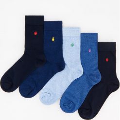 Skarpety 5 pack - Granatowy. Niebieskie skarpetki męskie marki Reserved, bez wzorów. Za 39,99 zł.
