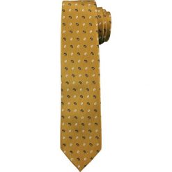 Złoty Elegancki Męski Krawat -ALTIES- Żółty, Wzór Paisley KRALTS0209. Żółte krawaty męskie Alties, bez wzorów, z tkaniny, eleganckie. Za 40,00 zł.
