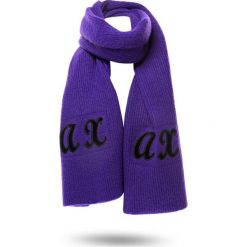 SZAL Armani Exchange. Fioletowe szaliki damskie Armani Exchange, z aplikacjami, z wełny. Za 233,40 zł.