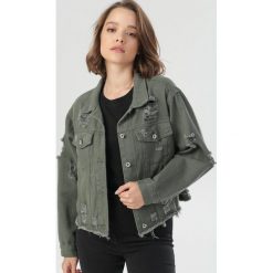 Khaki Kurtka Miraleh. Brązowe kurtki damskie Born2be, s, bez wzorów, z jeansu, bez kaptura. Za 169,99 zł.