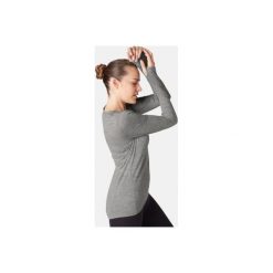 Koszulka długi rękaw Gym & Pilates damska. Szare koszulki damskie DOMYOS, l, bez wzorów, z wełny, bez kołnierzyka. Za 129,99 zł.