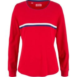 Shirt z długim rękawem bonprix czerwony. Czerwone koszulki damskie bonprix, bez wzorów, bez kołnierzyka, z długim rękawem. Za 44,99 zł.