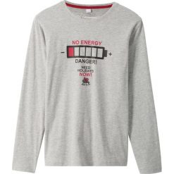 Shirt chłopięcy z długim rękawem i nadrukiem bonprix jasnoszary melanż z nadrukiem. Szare t-shirty chłopięce bonprix, z nadrukiem, z długim rękawem. Za 19,99 zł.