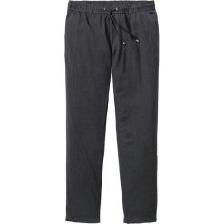 Spodnie z domieszką wełny Regular Fit Tapered bonprix antracytowy melanż. Szare spodnie męskie bonprix, m, bez wzorów, z wełny. Za 69,99 zł.