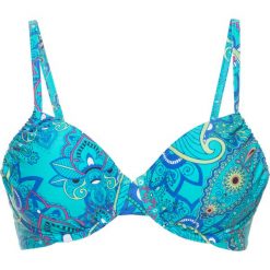 Stroje dwuczęściowe damskie: Biustonosz bikini na fiszbinach bonprix zielony wzorzysty