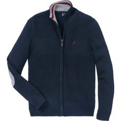 Sweter rozpinany z dzianiny w różne wzory bonprix ciemnoniebieski. Niebieskie swetry męskie bonprix, s, bez wzorów, z dzianiny. Za 89,99 zł.
