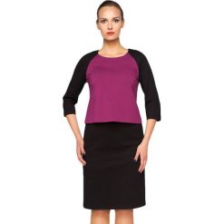 Sukienka w kolorze czarno-fioletowym. Czarne sukienki damskie Far Far Fashion, Ryłko by Agnes&Paul, na co dzień, bez wzorów, z okrągłym kołnierzem, bez rękawów, proste. W wyprzedaży za 69,95 zł.