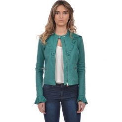 Skórzana kurtka w kolorze zielonym. Zielone kurtki damskie Kurtki skórzane, l, z aplikacjami, klasyczne. W wyprzedaży za 539,95 zł.