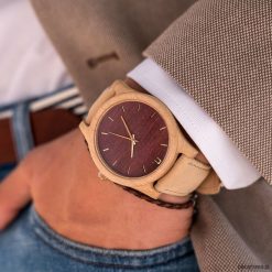 Zegarki męskie: Drewniany zegarek męski classic 43 mm n019