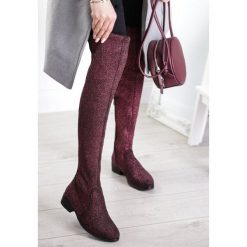 Bordowo-Czerwone Kozaki Chace. Czerwone kozaki damskie Renee, z okrągłym noskiem, na wysokim obcasie, na zamek. Za 149,99 zł.