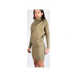 KATIA - XS - 4XL _ dzianinowa sukienka. Brązowe sukienki damskie Collibri, xl, bez wzorów, z wiskozy, z golfem, z długim rękawem, długie, dopasowane. Za 189,00 zł.