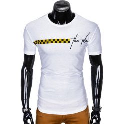 T-shirty męskie: T-SHIRT MĘSKI Z NADRUKIEM S987 - BIAŁY