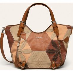 Desigual - Torebka. Żółte torby damskie na zakupy Desigual, w paski, z bawełny, na ramię, bez dodatków. Za 449,90 zł.