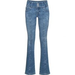 Dżinsy BOOTCUT bonprix niebieski "bleached”. Niebieskie jeansy damskie bonprix, z jeansu. Za 54,99 zł.