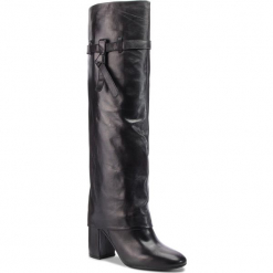 Muszkieterki BRUNO PREMI - Nappa U3505X Nero. Czarne buty zimowe damskie Bruno Premi, z materiału, przed kolano, na wysokim obcasie. Za 899,00 zł.