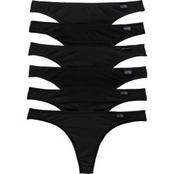 Stringi (6 par) bonprix czarny. Czarne stringi damskie bonprix, z aplikacjami. Za 47,94 zł.