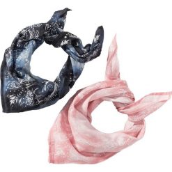 Chusty damskie: Chusta bandana (2 szt.) bonprix niebieski dżins – biel wełny – pastelowy jasnoróżowy