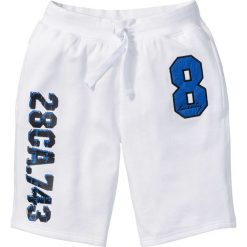 Bermudy dresowe bonprix biały. Białe spodnie męskie bonprix, s, w paski, z dresówki, sportowe. Za 54,99 zł.