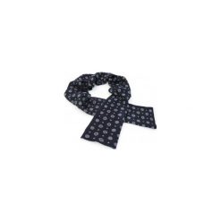 Granatowo-szary szalik męski - wełna W4. Szare szaliki męskie Adam Collection - Krawaty i dodatki, bez wzorów, z wiskozy. Za 99,00 zł.