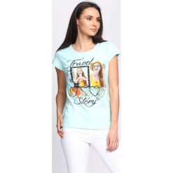 Miętowy T-shirt Travel Story. Zielone bluzki damskie marki Born2be, l. Za 9,99 zł.
