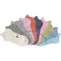 Skarpetki damskie: Skarpetki do sneakersów KangaROOS (10 par) bonprix niebieski dżins + pomarańczowy + zielony + beżowy + szary melanż + kamienisty + miętowy + jasnoróżo