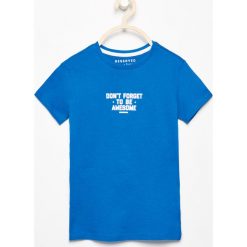 T-shirty chłopięce: Bawełniany t-shirt z napisem – Niebieski