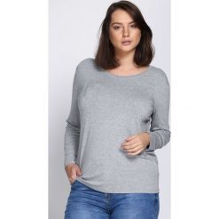 Szara Bluzka Long Nights. Szare bluzki damskie z długim rękawem marki Born2be, xl, z aplikacjami, z okrągłym kołnierzem. Za 39,99 zł.