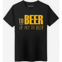 Koszulka "To Beer or not to Beer" w kolorze czarnym. Czarne koszulki męskie Wooop, m, z nadrukiem, z bawełny, z okrągłym kołnierzem, bez rękawów. W wyprzedaży za 56,95 zł.