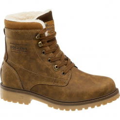 Kozaki męskie Dockers brązowe. Brązowe buty zimowe męskie marki DOCKERS, z materiału, na sznurówki. Za 239,90 zł.