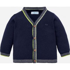Mayoral - Sweter dziecięcy 68-98 cm. Niebieskie swetry chłopięce Mayoral, bez wzorów, z bawełny, bez kołnierzyka. W wyprzedaży za 69,90 zł.