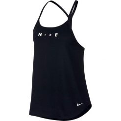 Top sportowy w kolorze czarnym. Czarne topy damskie Nike Women, xl, bez wzorów, ze skóry, z okrągłym kołnierzem. W wyprzedaży za 76,95 zł.
