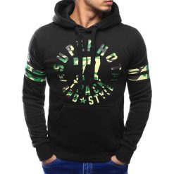Bluzy męskie: Bluza męska z kapturem czarna (bx3071)