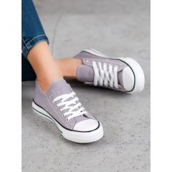 Klasyczne szare trampki. Szare trampki i tenisówki damskie J. STAR, bez wzorów, bez zapięcia. Za 49,00 zł.