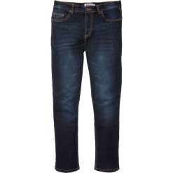 Dżinsy ze stretchem Slim Fit Straight bonprix ciemny denim. Niebieskie jeansy męskie bonprix, m, bez wzorów. Za 109,99 zł.