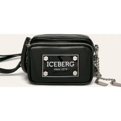 Iceberg - Torebka skórzana. Czarne listonoszki damskie Iceberg, w paski, ze skóry, na ramię, małe, bez dodatków. Za 1649,00 zł.