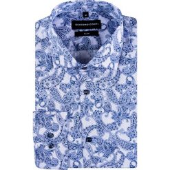 Koszula SIMONE KDWS000566. Niebieskie koszule męskie Giacomo Conti, na lato, m, bez wzorów, z bawełny, eleganckie, z włoskim kołnierzykiem, z długim rękawem. Za 299,00 zł.