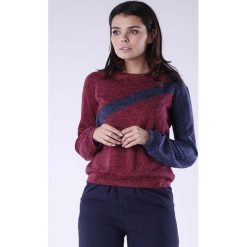 Bordowo Granatowa Dwukolorowa Nierozpinana Bluza w Sportowym Stylu. Bluzy sportowe damskie Molly.pl. Za 119,90 zł.