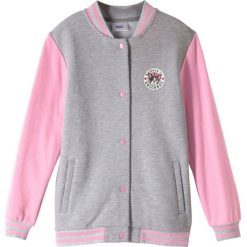 Bluza rozpinana "college" bonprix jasnoszary melanż - dymna orchidea - fuksja. Szare bluzy dziewczęce bonprix, bez wzorów, eleganckie, bez rękawów, bez kaptura. Za 59,99 zł.