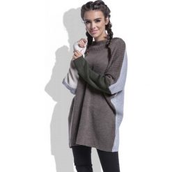 Espresso Sweter Długi Luźny w Czterech Kolorach. Szare swetry klasyczne damskie marki Mohito, z kontrastowym kołnierzykiem. Za 119,90 zł.