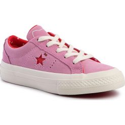 Tenisówki CONVERSE - One Star Ox 362941C Prism Pink/Fiery Red/Egret. Różowe trampki dziewczęce Converse, bez wzorów, ze skóry, na sznurówki. Za 239,00 zł.