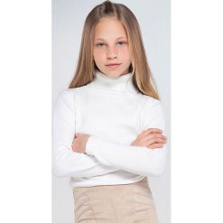 Mayoral - Sweter dziecięcy 128-167 cm. Białe swetry dziewczęce Mayoral, bez wzorów, z elastanu, z golfem, bez rękawów, bez kaptura. Za 87,90 zł.
