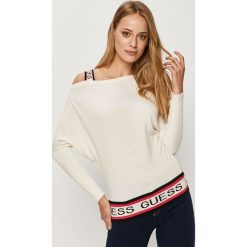 Guess Jeans - Sweter. Czarne swetry damskie Guess Jeans, s, z aplikacjami, z poliesteru, bez rękawów, bez kaptura. Za 419,90 zł.