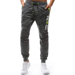Spodnie dresowe męskie: Spodnie męskie dresowe camo antracytowe (ux1209)