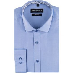Koszula SIMONE KDNR000535. Niebieskie koszule męskie Giacomo Conti, na jesień, m, bez wzorów, z bawełny, eleganckie, z włoskim kołnierzykiem, z długim rękawem. Za 149,00 zł.